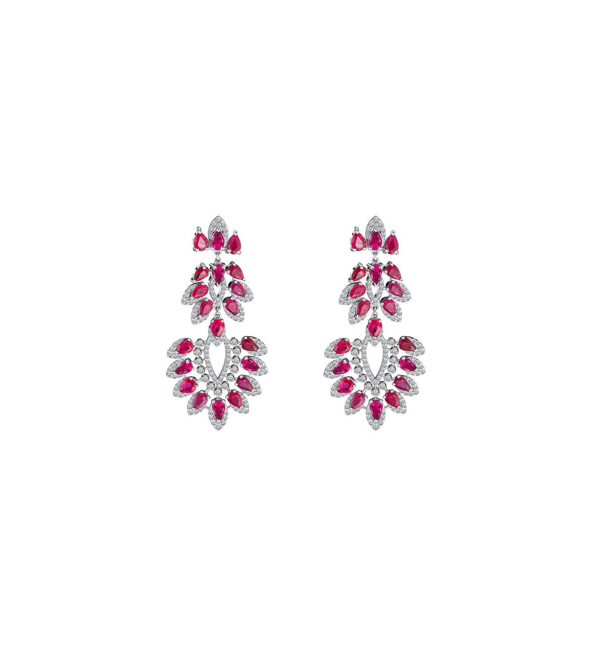 Ruby Bloom Diamond Drop Earrings